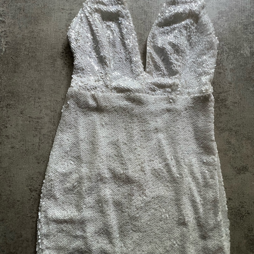 Fashion Nova White Sequin Midi Dress